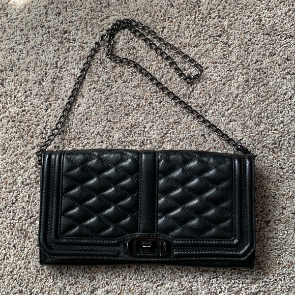Rebecca Minkoff Quilted Love Clutch Cross Body Bag with black hardware - Picture 3 of 11
